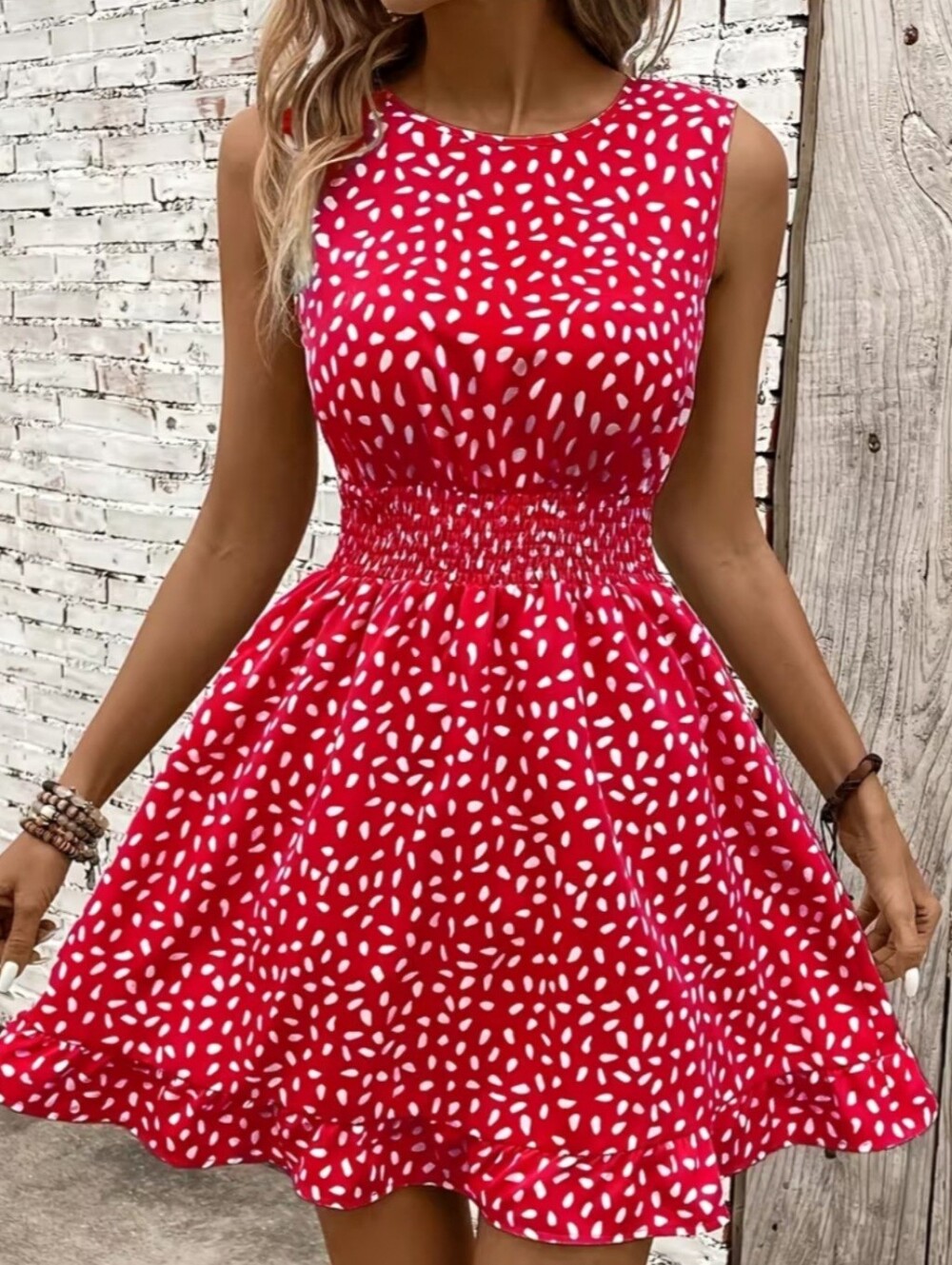 Red Summer Garden Party Dress XL